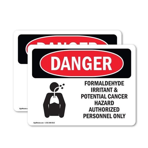 Signmission Formaldehyde Irritant Hazard Danger Sign, Vinyl Decal, 10in W x 7in L, 2PK OS-2PACK-DS-D-710-L-1266 - main